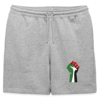 The Raised Fist (Green, White, Black, Red) - Mens' Premium Organic Sweatshorts - heather grey - Front - AI Model Male 178 light (178cm)