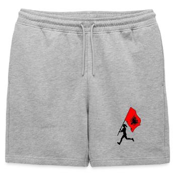 Flagge Albanien Frau läuft - Männer Premium Organic Sweatshorts - Grau meliert - Vorne - AI Model Male 178 light (178cm)