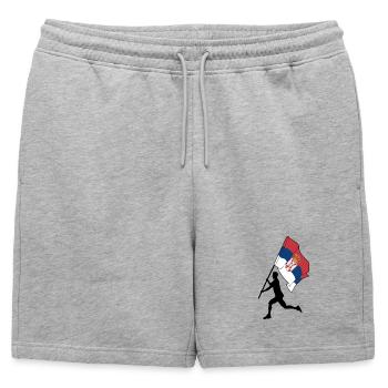 Flag Serbia man running - Mens' Premium Organic Sweatshorts - heather grey - Front - AI Model Male 178 light (178cm)