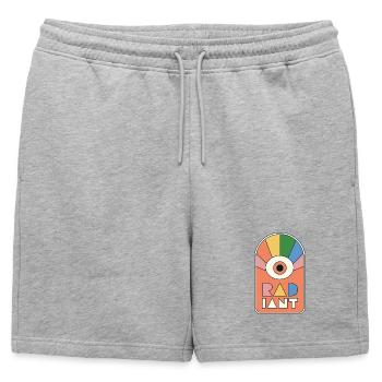 Radiant – Geometric Retro Sun Rays - Mens' Premium Organic Sweatshorts - heather grey - Front - AI Model Male 178 light (178cm)