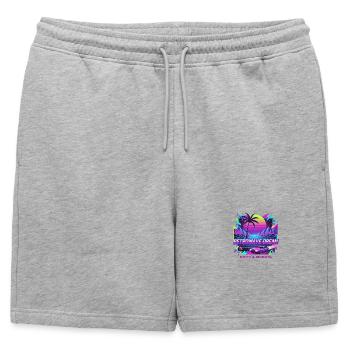 Illustration de voiture rétro au coucher du soleil - Short de survêtement homme premium - gris chiné - Devant - AI Model Male 178 light (178cm)