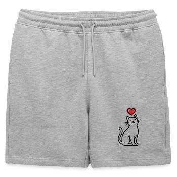 Heart Cat Line Drawing - Mens' Premium Organic Sweatshorts - heather grey - Front - AI Model Male 178 light (178cm)