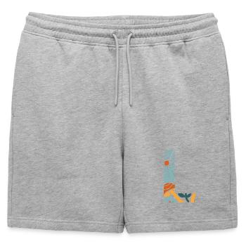 Lettre l fleurs groovy idée cadeau  - Short de survêtement homme premium - gris chiné - Devant - AI Model Male 178 light (178cm)