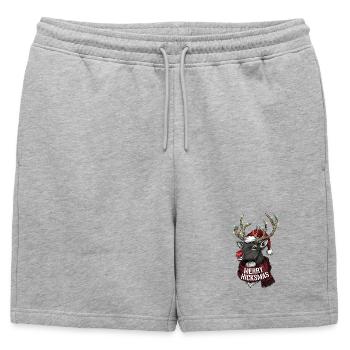 Renne de Noël Rudolph - Renne de Noël - Short de survêtement homme premium - gris chiné - Devant - AI Model Male 178 light (178cm)