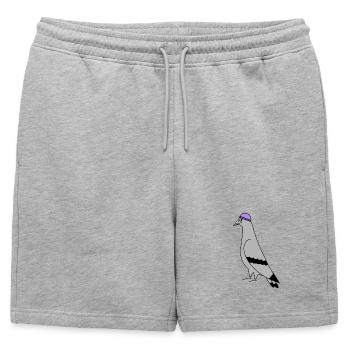Pigeon with Beanie – Urban Minimal Illustration - Short de survêtement homme premium - gris chiné - Devant - AI Model Male 178 light (178cm)