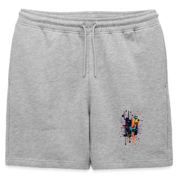 Motif coloré de PCB en circuit imprimé - Short de survêtement homme premium - gris chiné - Devant - AI Model Male 178 light (178cm)