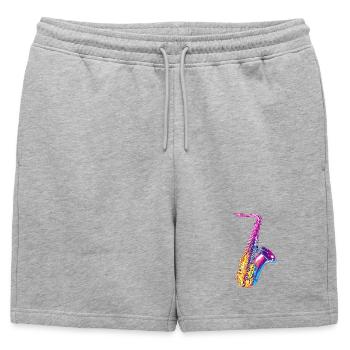 Saxophone Illustration - Short de survêtement homme premium - gris chiné - Devant - AI Model Male 178 light (178cm)