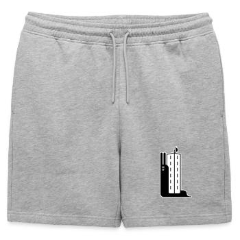 Block Snail - Mens' Premium Organic Sweatshorts - heather grey - Front - AI Model Male 178 light (178cm)