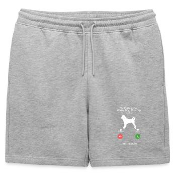 Design de l’appel d’un clip de lion de chien d’eau portugais - Short de survêtement homme premium - gris chiné - Devant - AI Model Male 178 light (178cm)