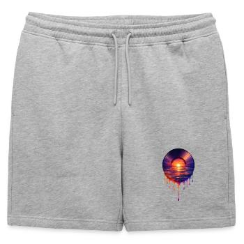 Vinyle qui goutte - Short de survêtement homme premium - gris chiné - Devant - AI Model Male 178 light (178cm)