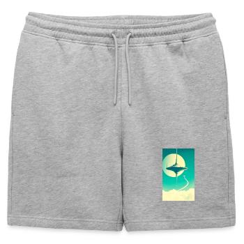 Les villes commencent à flotter au-dessus des nuages - Short de survêtement homme premium - gris chiné - Devant - AI Model Male 178 light (178cm)