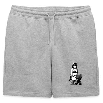 Catgirl sexy d’anime – Style manga en noir et blanc - Short de survêtement homme premium - gris chiné - Devant - AI Model Male 178 light (178cm)