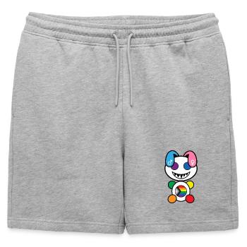 Pride Plush : Friendly - Short de survêtement homme premium - gris chiné - Devant - AI Model Male 178 light (178cm)