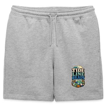LIGNE DE MARÉE PRÊTE - Short de survêtement homme premium - gris chiné - Devant - AI Model Male 178 light (178cm)