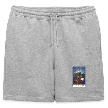 Le lecteur dans le panorama montagneux - Short de survêtement homme premium - gris chiné - Devant - AI Model Male 178 light (178cm)