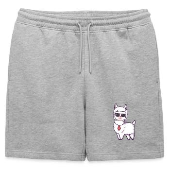 Llama cool avec cravate à lunettes de soleil - Short de survêtement homme premium - gris chiné - Devant - AI Model Male 178 light (178cm)