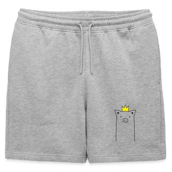 Pig with crown Piglet Piglet Sow Gift - Mens' Premium Organic Sweatshorts - heather grey - Front - AI Model Male 178 light (178cm)