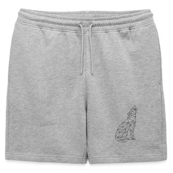 Wolf Call Wolf Contour Silhouette - Short de survêtement homme premium - gris chiné - Devant - AI Model Male 178 light (178cm)