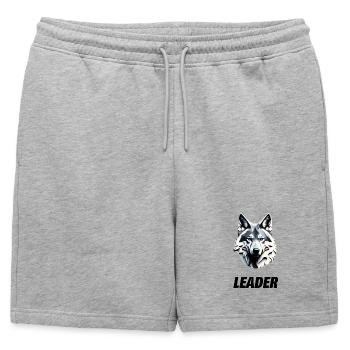Tête de loup avec lettrage Leader - Short de survêtement homme premium - gris chiné - Devant - AI Model Male 178 light (178cm)