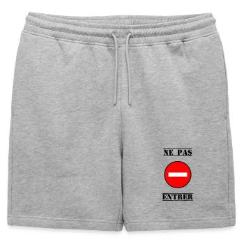 INTERDIT. DO NOT ENTER. PANNEAU. DANGER - Short de survêtement homme premium - gris chiné - Devant - AI Model Male 178 light (178cm)
