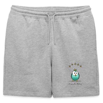 HAPPY BIRTHDAY - Short de survêtement homme premium - gris chiné - Devant - AI Model Male 178 light (178cm)