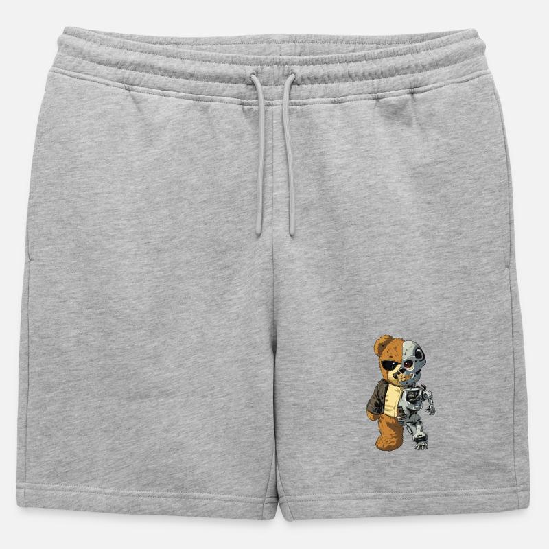 Bärenroboter Cyborg - Männer Premium Organic Sweatshorts - Grau meliert