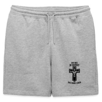 Jésus Voie Vérité Vie Éternelle - Short de survêtement homme premium - gris chiné - Devant - AI Model Male 178 light (178cm)