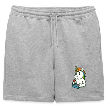 Mascotte joueuse licorne mignonne avec joystick - Short de survêtement homme premium - gris chiné - Devant - AI Model Male 178 light (178cm)