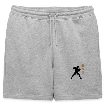 Boxe Caractères japonais  - Short de survêtement homme premium - gris chiné - Devant - AI Model Male 178 light (178cm)