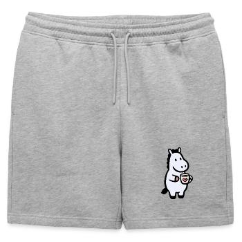 HerzHippo Coffee Companion - Mens' Premium Organic Sweatshorts - heather grey - Front - AI Model Male 178 light (178cm)