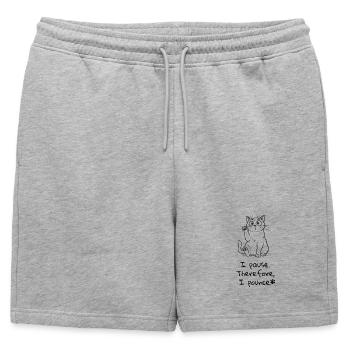 Pause & Pounce - Cat Lover Tee - Mens' Premium Organic Sweatshorts - heather grey - Front - AI Model Male 178 light (178cm)