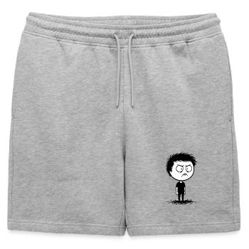Enfant Boudeur Colère Muette Minimaliste - Short de survêtement homme premium - gris chiné - Devant - AI Model Male 178 light (178cm)
