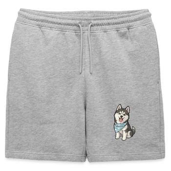 Husky Joy Sky Bandana - Mens' Premium Organic Sweatshorts - heather grey - Front - AI Model Male 178 light (178cm)