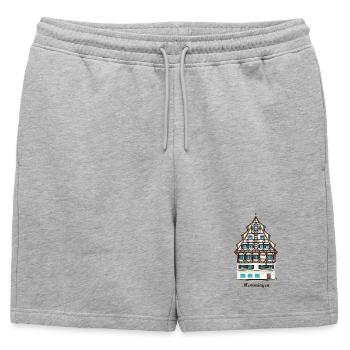 Memmingen, Schwaben, Bayern, Germany - Mens' Premium Organic Sweatshorts - heather grey - Front - AI Model Male 178 light (178cm)