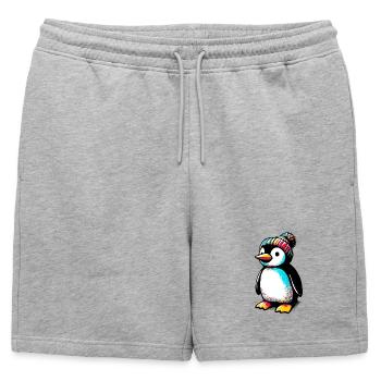 Pingouin avec bonnet d’hiver en laine - Short de survêtement homme premium - gris chiné - Devant - AI Model Male 178 light (178cm)