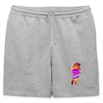 Leap through Neon Nebula - Mens' Premium Organic Sweatshorts - heather grey - Front - AI Model Male 178 light (178cm)