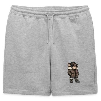 Singe Hiver Frais - Short de survêtement homme premium - gris chiné - Devant - AI Model Male 178 light (178cm)