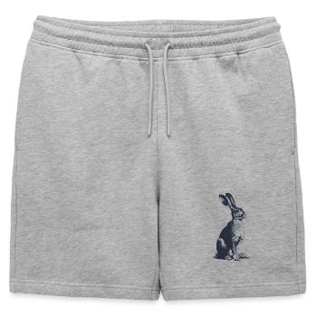Vintage Bunny | Motif animalier de la forêt gravé en détail - Short de survêtement homme premium - gris chiné - Devant - AI Model Male 178 light (178cm)