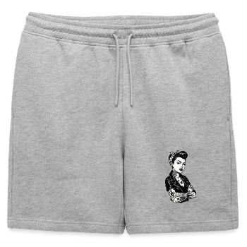 Pin-up rockabilly : fille hors-la-loi des années 50 avec des tatouages - Short de survêtement homme premium - gris chiné - Devant - AI Model Male 178 light (178cm)