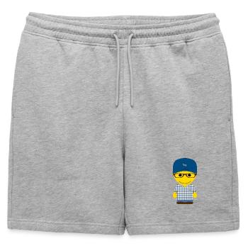 Geekley en casquette bleue et chemise à carreaux - Short de survêtement homme premium - gris chiné - Devant - AI Model Male 178 light (178cm)