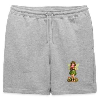 Fée au gland rose - Short de survêtement homme premium - gris chiné - Devant - AI Model Male 178 light (178cm)