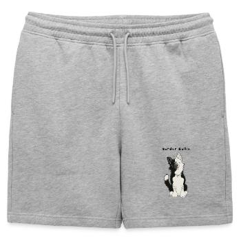 Border Collie comique - Short de survêtement homme premium - gris chiné - Devant - AI Model Male 178 light (178cm)