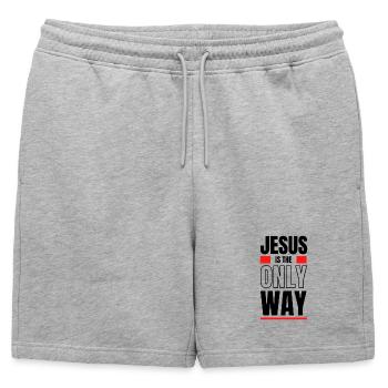 Minimalisme rouge : blocs de contraste - Short de survêtement homme premium - gris chiné - Devant - AI Model Male 178 light (178cm)