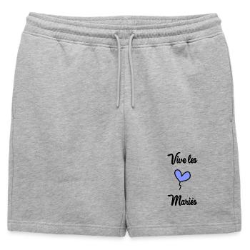 VIVE LES MARIES - Short de survêtement homme premium - gris chiné - Devant - AI Model Male 178 light (178cm)
