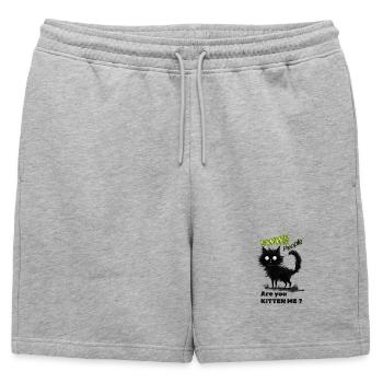 Whimsical Black Cat - Mens' Premium Organic Sweatshorts - heather grey - Front - AI Model Male 178 light (178cm)