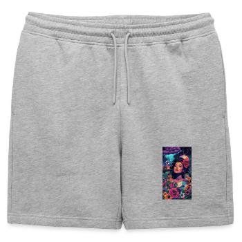 Neon Floral Siren - Mens' Premium Organic Sweatshorts - heather grey - Front - AI Model Male 178 light (178cm)