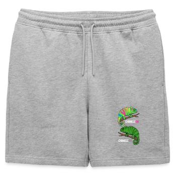 Caméléon sur Caméléon Off Drôle de Reptile Design - Short de survêtement homme premium - gris chiné - Devant - AI Model Male 178 light (178cm)