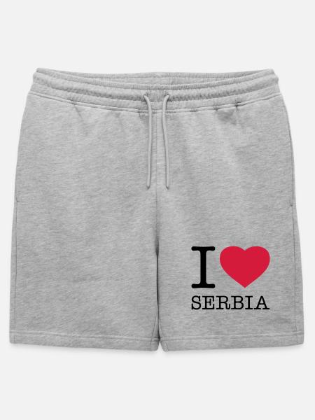 KOCHAM SERBIĘ Serbia - Szorty dresowe męskie premium - szary melanż