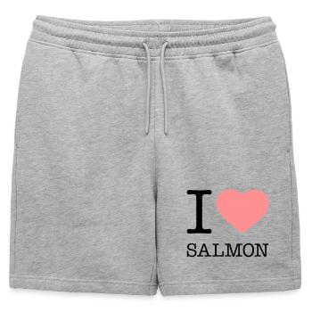 J’AIME LE SAUMON Poisson Saumon - Short de survêtement homme premium - gris chiné - Devant - AI Model Male 178 light (178cm)