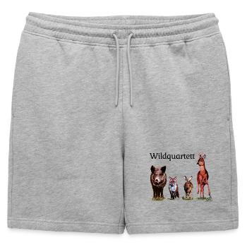 Quatuor sauvage - Short de survêtement homme premium - gris chiné - Devant - AI Model Male 178 light (178cm)